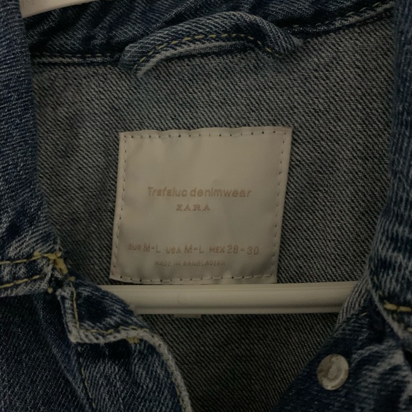 Zara Oversized Denim Tie Dye Distressed Shirt Overshirt jean shirt size large - Picture 3 of 5